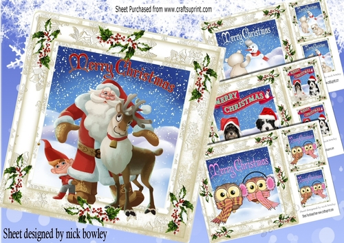 4 Lovely christmas designs card fronts 8x8 mini kit (set one)