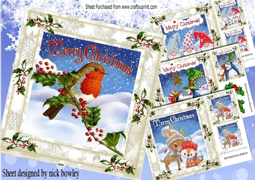 4 Lovely christmas designs card fronts 8x8 mini kit (set two)