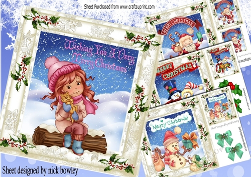 4 Lovely christmas designs card fronts 8x8 mini kit (set four)