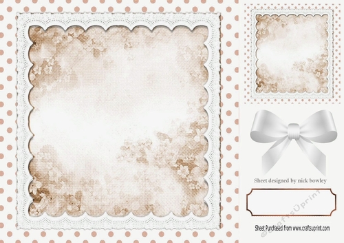 Pretty gold polkadot , lace and marble 8x8 card front