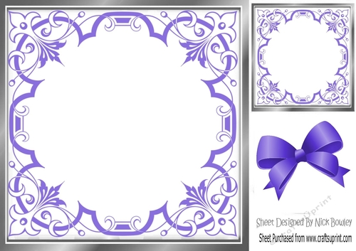 Pretty ornate purple scroll 8x8 card front/insert frame