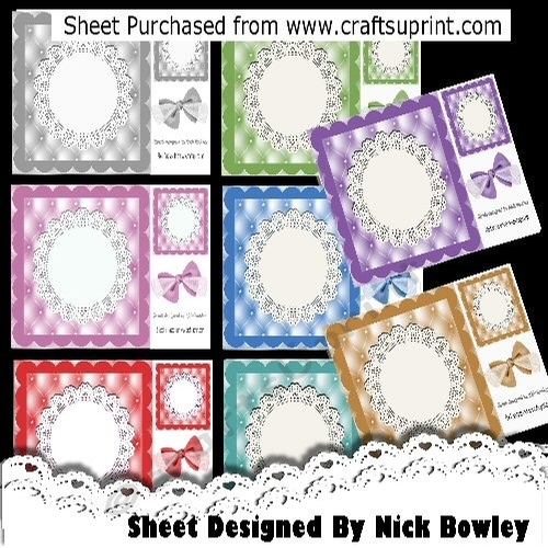 8 Coloured Diamond Tufted ornate scalloped 8x8 card fronts with bows  Bumper kit