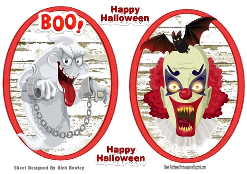 scary clown and scary ghost toppers (red)