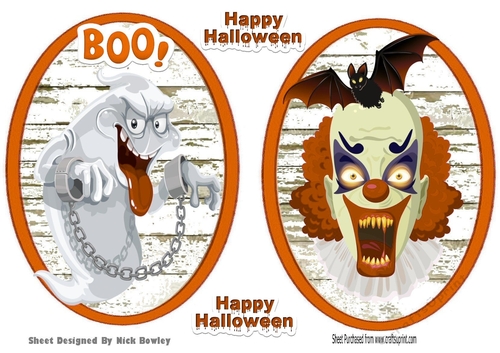 scary clown and scary ghost toppers (orange)