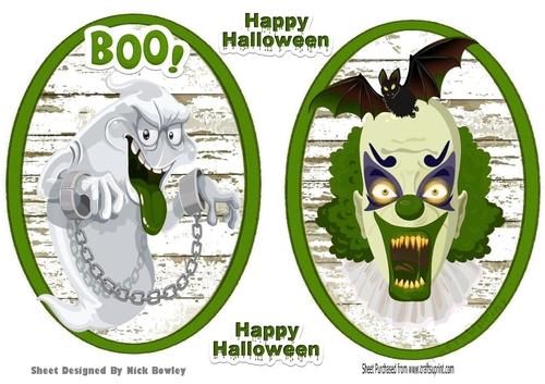 scary clown and scary ghost toppers (green)