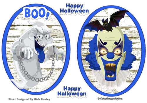 scary clown and scary ghost toppers (blue)