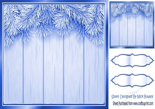 Lovely blue  Christmas with fern 8x8 card front/insert
