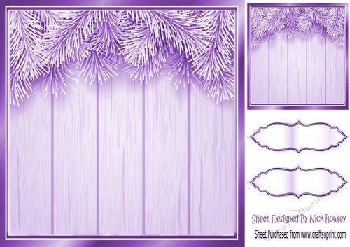 Lovely purple  Christmas with fern 8x8 card front/insert