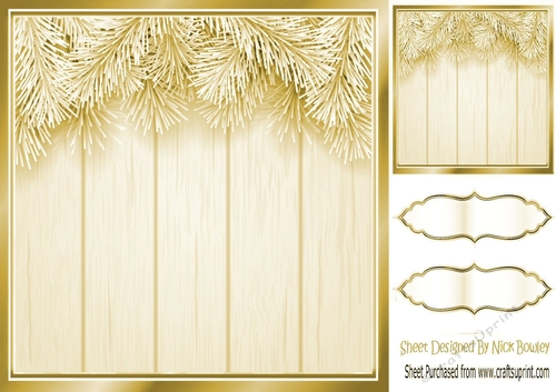Lovely gold  Christmas with fern 8x8 card front/insert