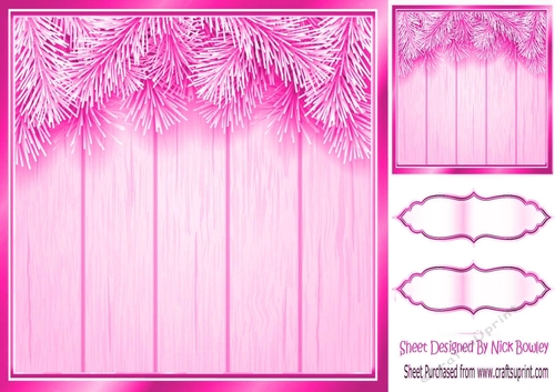 Lovely cerise Christmas with fern 8x8 card front/insert