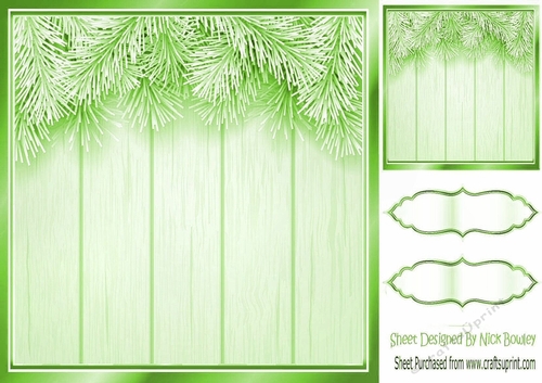 Lovely  lime green Christmas with fern 8x8 card front/insert