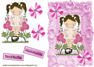 Little Girl in Pink with Flowers