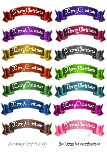  14 Lovely coloured scroll merry christmas tags cut outs