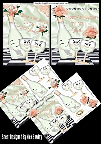 Lovely peach roses toony anniversary to Happy Couple /And to WIFE Cardfronts