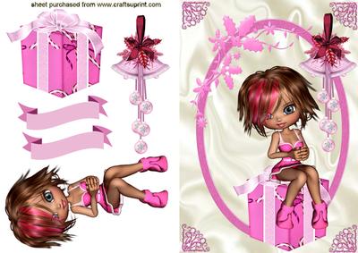 Little Lady in Pink Sitting on Pink Presents
