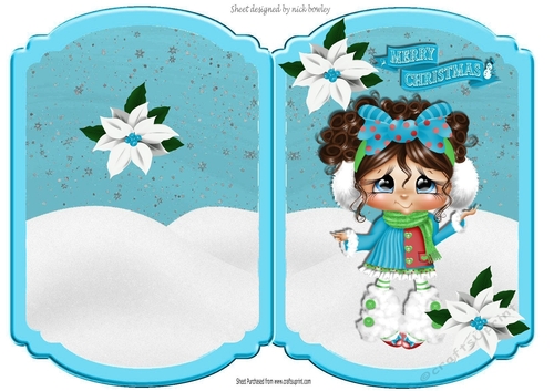 Cute girl wrapped up in the snow bracket card