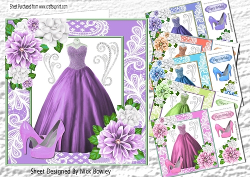  6 Pretty dresses with flowers and shoes in lace ornate 8x8 frames bumper kit
