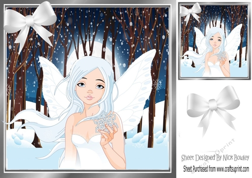 White Fairy in enchanted snow woods 8x8