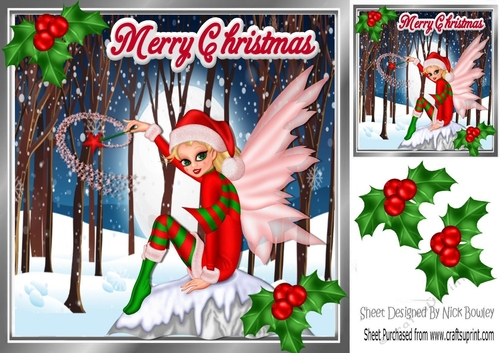 christmas faerie elf in a enchanted snow woods 8x8