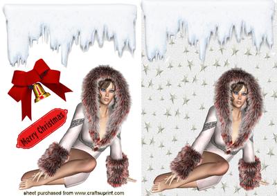 Lady in Red & Fur Snowsuit
