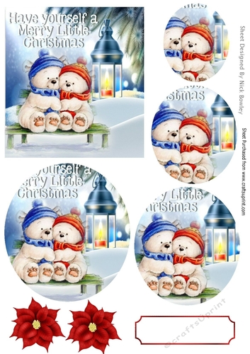 Cuddle up in the snow white bears with lantern circle pyramids
