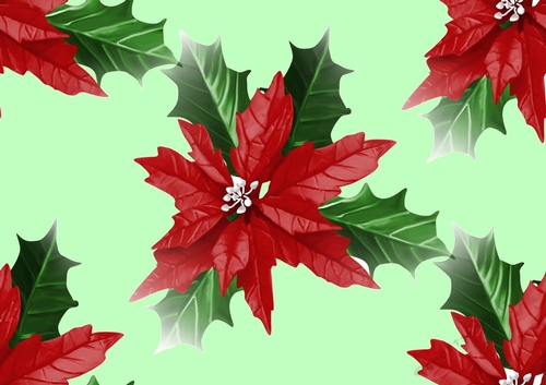 Lovely Red Poinsettia, backing paper  (big green background)