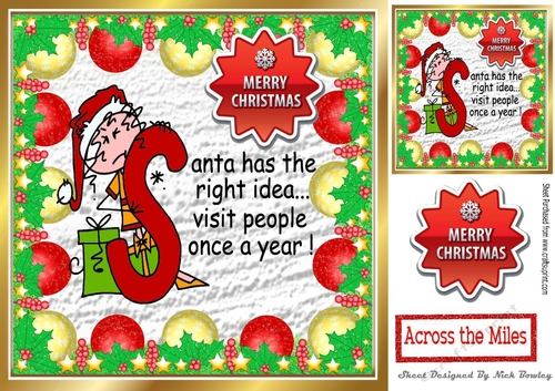 Cheeky elf with verse in bauble frame 8x8