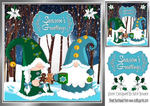 Gnomes in a enchanted forest blue 8x8