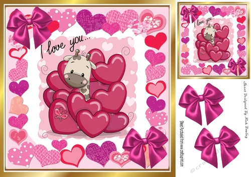 Love is in the air Cute giraffe in heart frame 8x8
