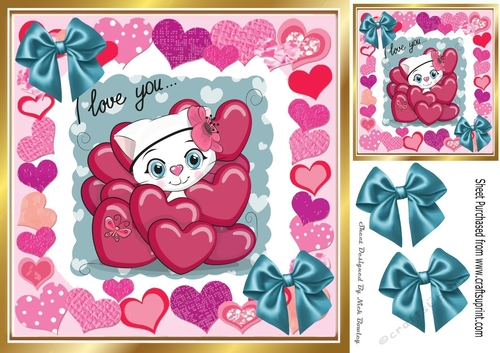 Love is in the air Cute kitten in heart frame 8x8