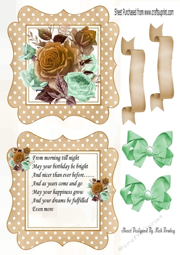 pretty gold and green flowers with insert in polkadot frame 5x5
