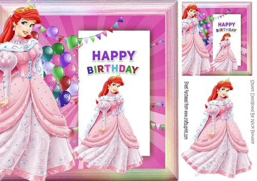 pretty princess in Rainbow frame with balloons 8x8