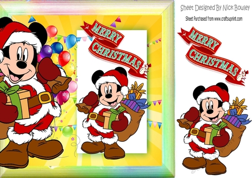 Mickey mouse celebrating christmas with balloons 8x8