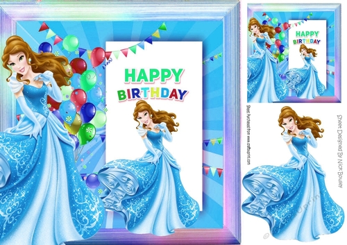  princess in blue dress shall go to the ball in balloons frame 8x8