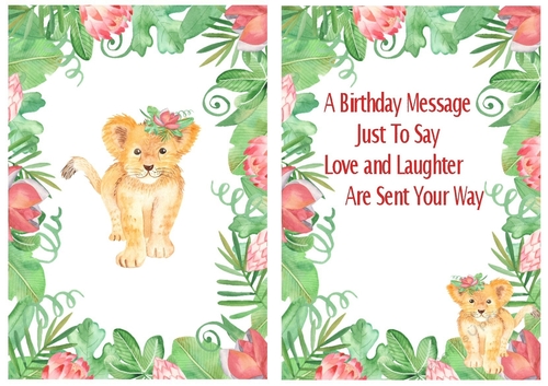 cute little water colour tiger in flower jungle A5 card front/insert