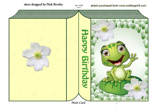 Cute little frog on a lily pad with white lilies in balloon frame folded book