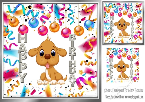 Cute puppy in balloon frame 8x8