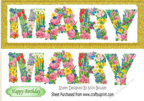 Pretty flower name MARY DL (gold)