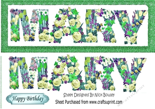 Pretty flower name MARY DL (green)