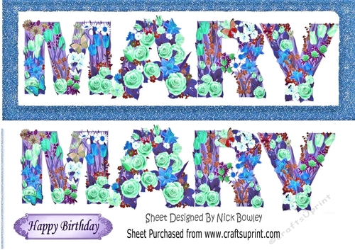 Pretty flower name MARY DL (blue)