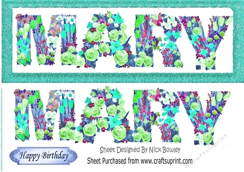 Pretty flower name MARY DL (turq)