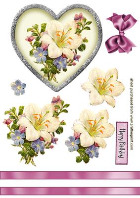 Vintage Flowers in a Heart Frame