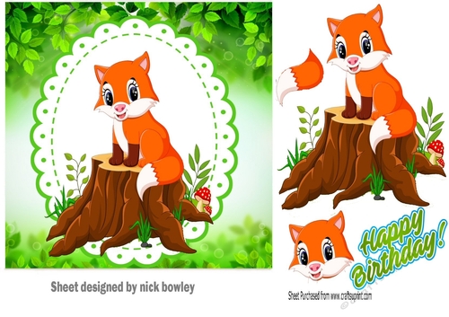Cute red fox sitting on a log 7x7