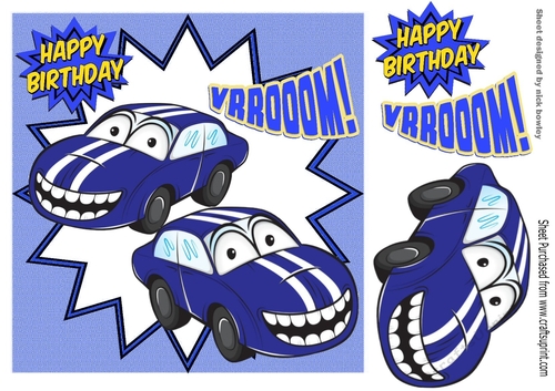 Toony smile Blue car 8x8