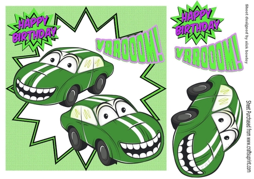 Toony smile green car 8x8
