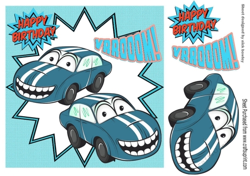 Toony smile turq car 8x8