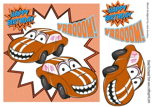Toony smile orange car 8x8