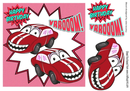 Toony smile red car 8x8