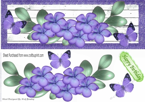 Pretty purple flowers with butterflies DL Card