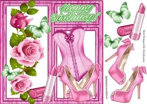 Pretty border of pink roses in window with ladies Accessories